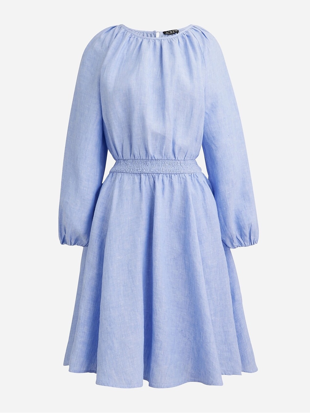J. Crew Palermo smocked-waist mini dress in linen Preppy Minimalist Blue Large
